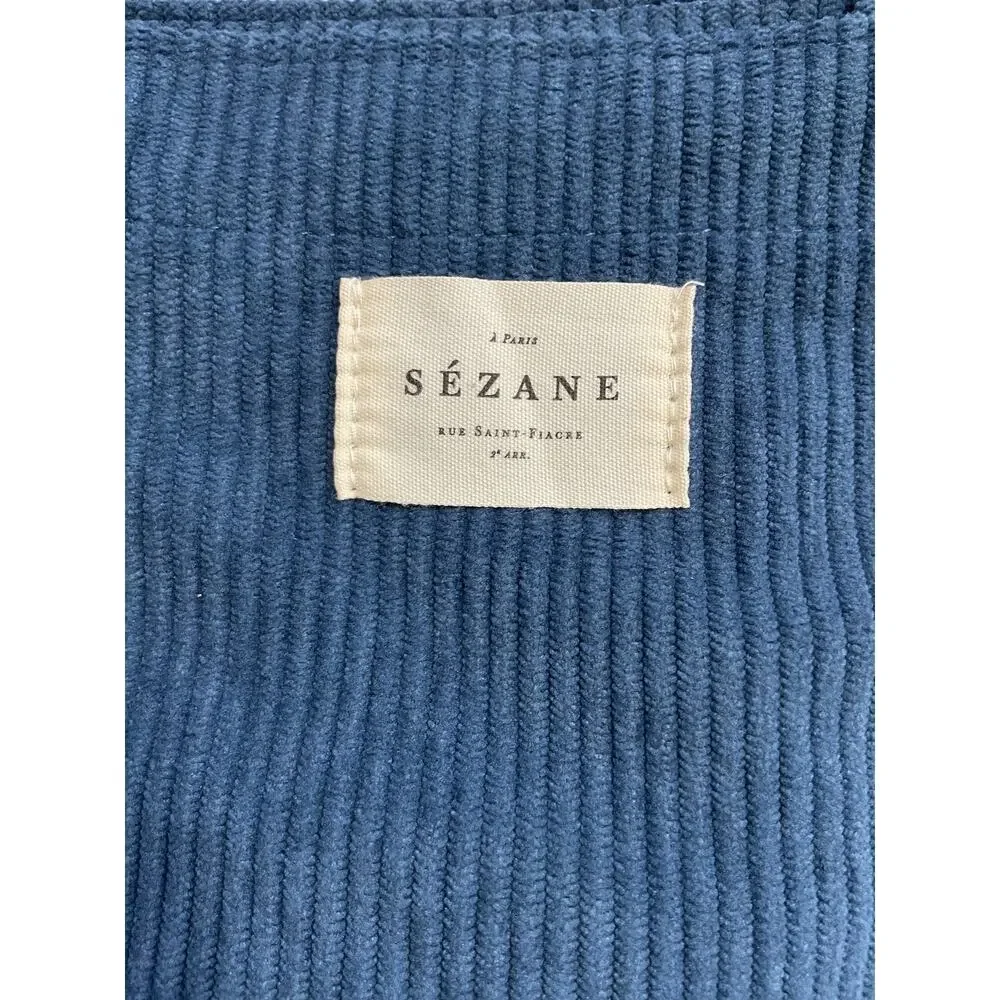 Sezane Corduroy Blue Tote Bag - Picture 3 of 5